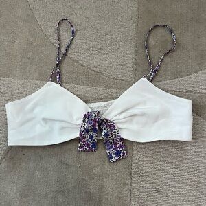 Anthropologie White Tie Bra Top in White and Purple